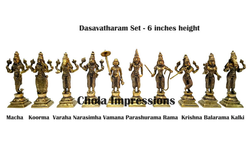 Dasvatharam Brass Idol Set - 6 inches height