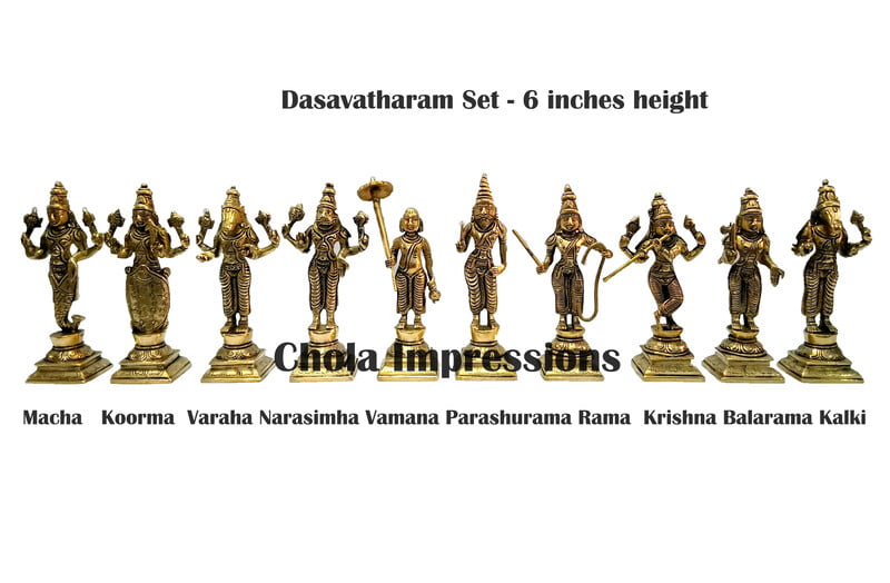 Dasvatharam Brass Idol Set - 6 inches height Dasvatharam Brass Idol Set - 6 inches height
