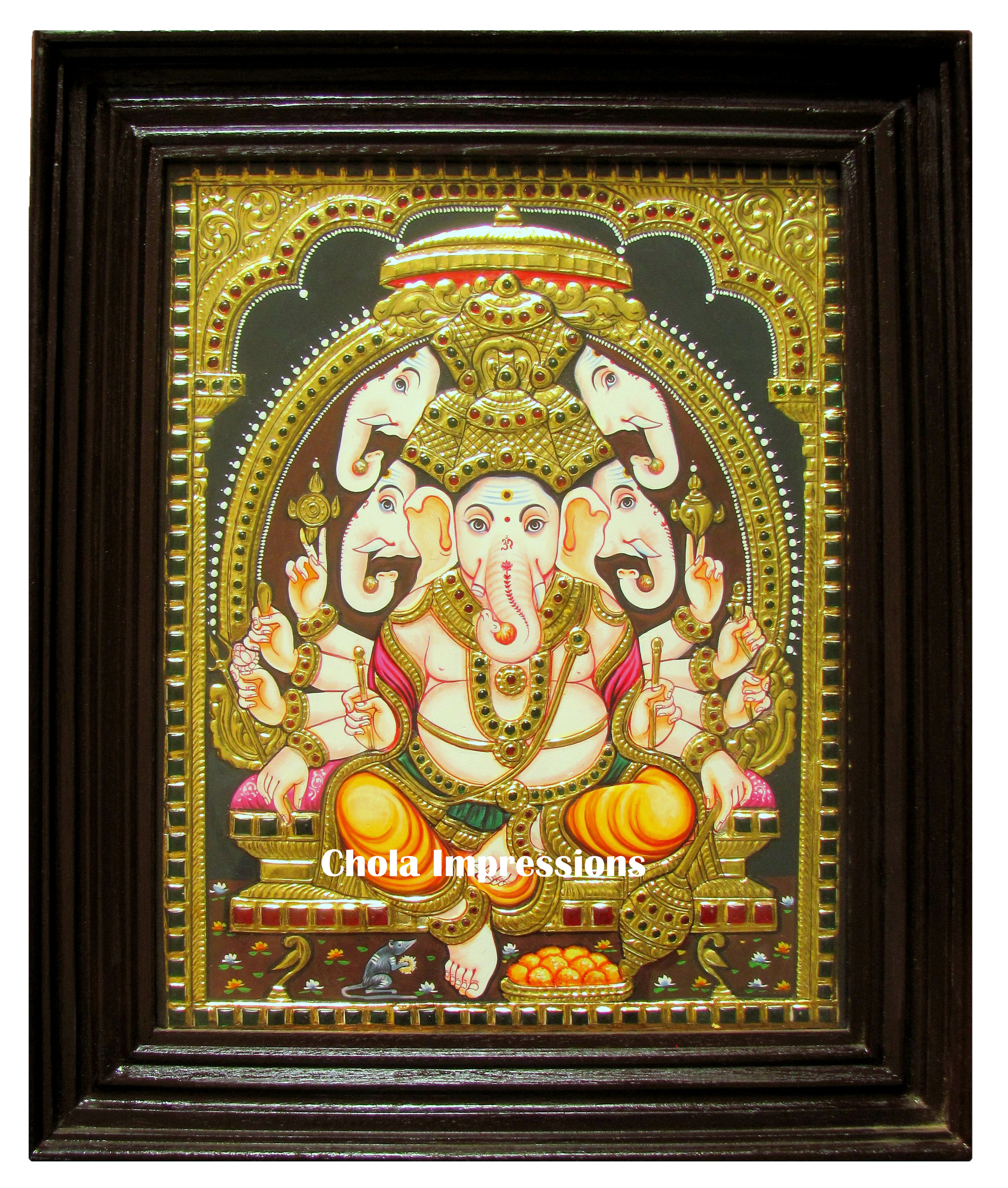 Panchmukh Ganesh (Panjamuga Vinayagar) Tanjore Painting
