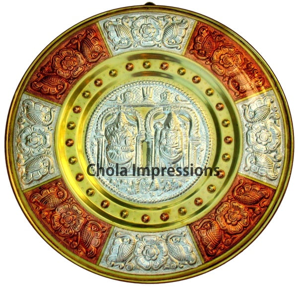 Balaji - Padmavati (Thayar) Tanjore Metal Art Plate - Made of Silver, Brass & Copper Balaji - Padmavati (Thayar) Tanjore Metal Art Plate - Made of Silver, Brass & Copper