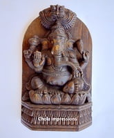 Lord Ganesh Wooden Statue - Back side flat