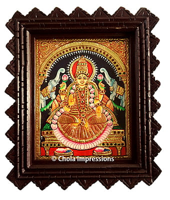 Traditional Gaja Lakshmi Tanjore Painting - 13x11 inches