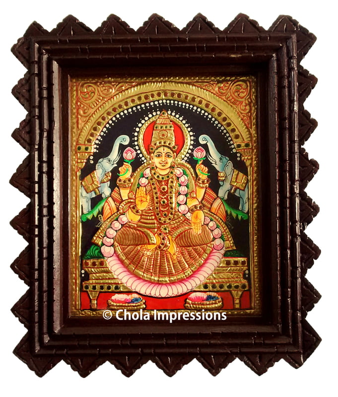 Traditional Gaja Lakshmi Tanjore Painting - 13x11 inches