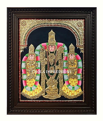 Tirupati Balaji Sridevi Bhoodevi Tanjore Painting - Exclusive Collection