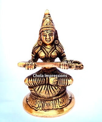 Annapoorani Devi Brass Statue - 9 cm x  5.5 cm