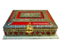 Minakari Jewel Box/ Dry fruit Box - German Oxodise with Red Leather Minakari Jewel Box/ Dry fruit Box - German Oxodise with Red Leather