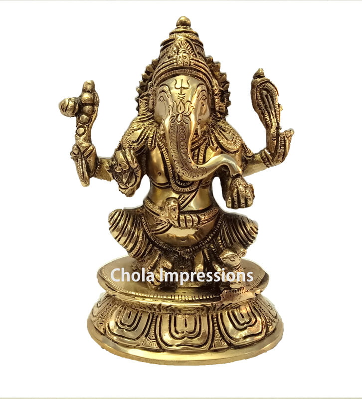 Lord Ganesh Brass Statue - 7 inches