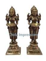 Deepa Lakshmi/ Paavai Vilakku Brass Idol Pair - 10 inches Deepa Lakshmi/ Paavai Vilakku Brass Idol Pair - 10 inches