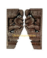 Brown Yaazhi Wooden Wall Bracket Pair - 1.5 ft Brown Yaazhi Wooden Wall Bracket Pair - 1.5 ft