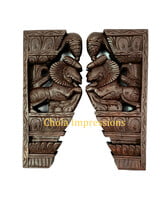 Brown Yaazhi Wooden Wall Bracket Pair - 1.5 ft