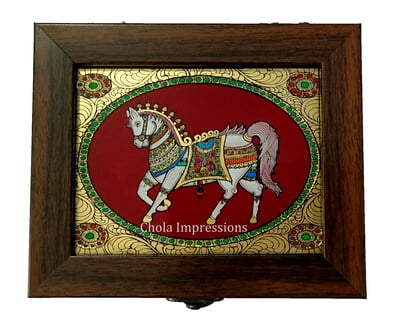 Ashwamedha Reverse glass painting Jewel Box