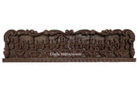 Ashta Lakshmi Dark Brown Wooden Panel - Wall Mount