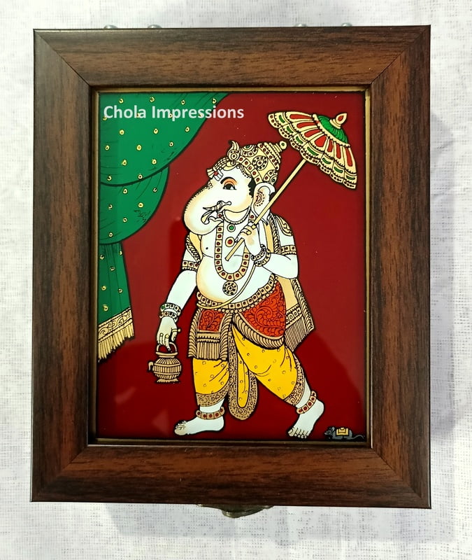 Lord Ganesh Reverse glass painting Jewel Box Lord Ganesh Reverse glass painting Jewel Box