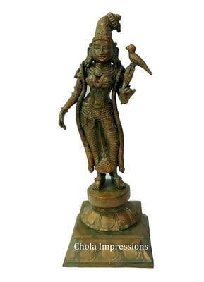 Andal (Godha Devi) Panchaloha Idol in Antique Finish - 9 inches