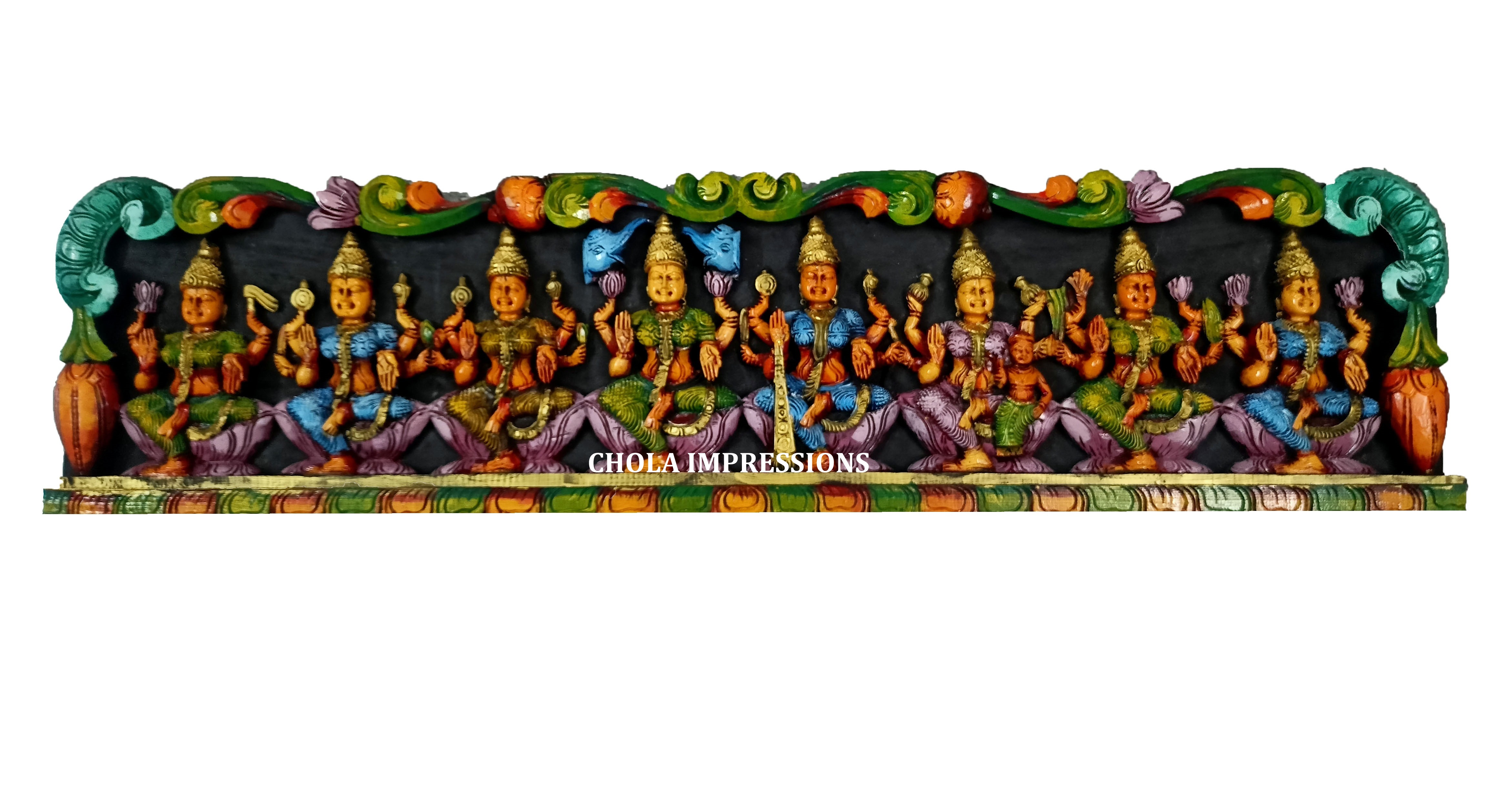 Ashta Lakshmi Multi colour Wooden Panel - Wall Mount