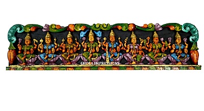 Ashta Lakshmi Multi colour Wooden Panel - Wall Mount