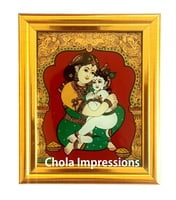 Yashodha Bala Krishna Reverse Glass Painting Yashodha Bala Krishna Reverse Glass Painting
