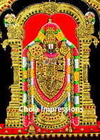 Balaji Tanjore Painting -  22 Carat Gold foil decorated - Medium Sizes