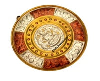 Chola Impressions Divine Gaja Lakshmi Tanjore Art Shield   7 inch   Brass  Copper   Silver Wall Hanging