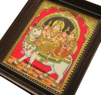 Chola Impressions Exclusive Shiva Parvati on Nandi (Rishabha Vaahanam) Tanjore Painting 1.5ft X 1.2ft