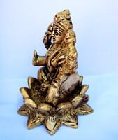 Laskshmi Devi on Lotus Brass Statue - 9 cm x  6 cm