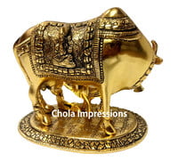 Gomatha with Calf and Lord Krishna Brass idol Gomatha with Calf and Lord Krishna Brass idol