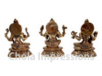 Lakshmi Ganesh Saraswati Brass Idol Set - 7 inches