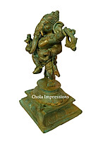 Dancing Ganesha Panchaloha Bronze Statue in Antique Finish - 6 inches