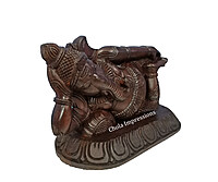 Reclining Vaastu Ganesh (Vaastu Vinayagar) Wooden statue - Antique style