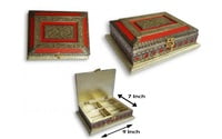 Minakari Jewel Box/ Dry fruit Box with Partition - German Oxodise with Red Leather