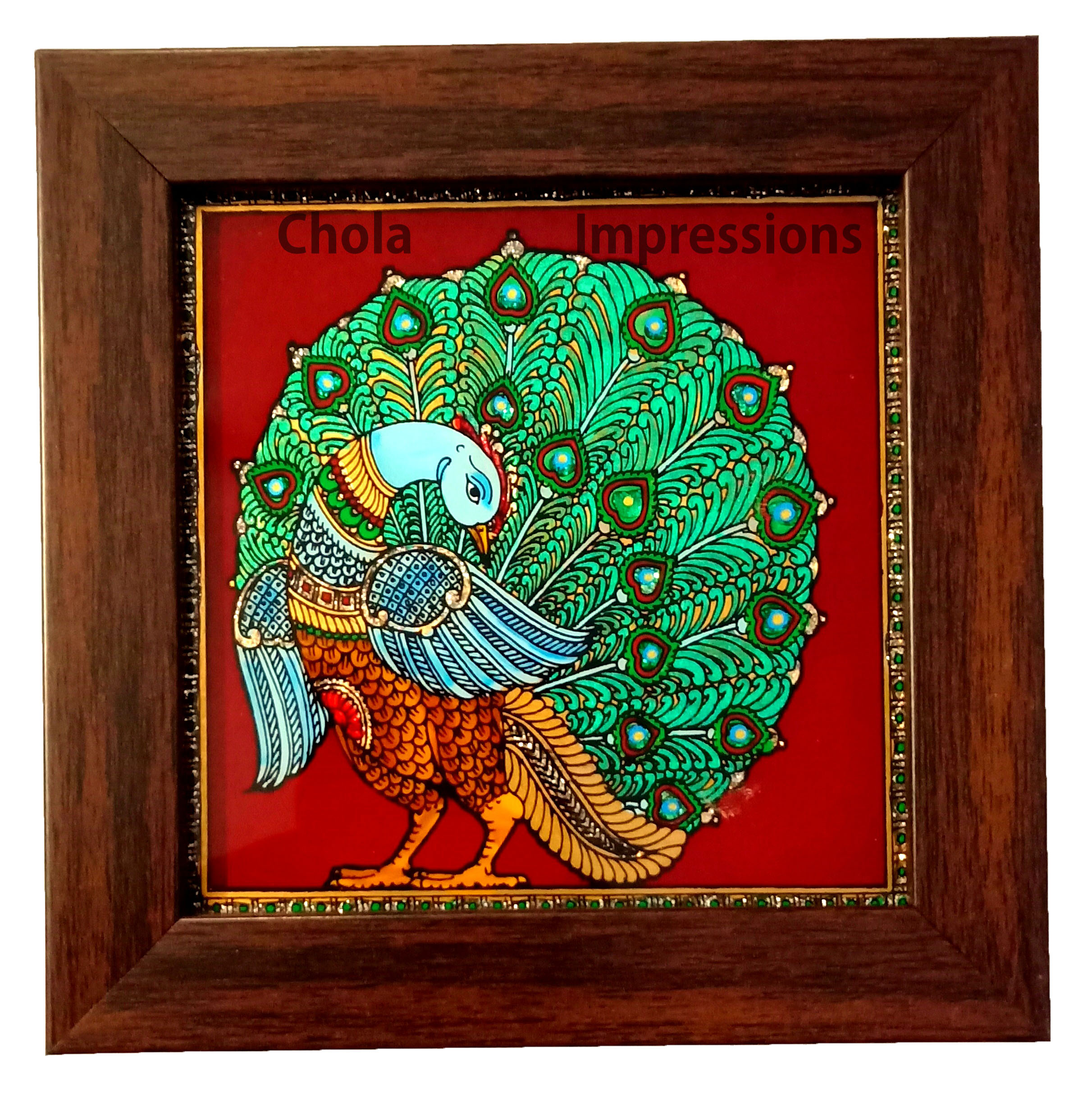 Peacock Tanjore Reverse Glass Painting