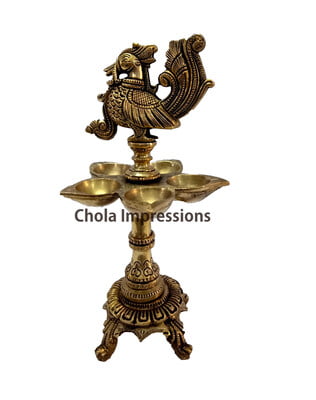 Raja Hamsa (Swan) Brass oil Lamp - 9 inches