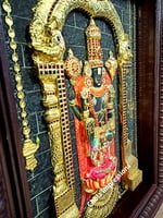 Super Embossed Statue-like Balaji Pada Lakshmi Tanjore Painting -  with American Diamonds