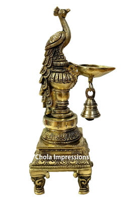 Peacock Brass oil Lamp - 11 inches