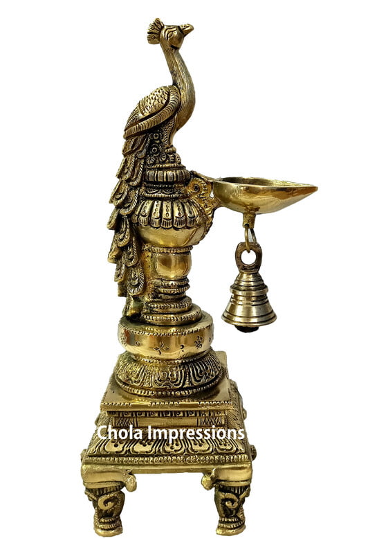 Peacock Brass oil Lamp - 11 inches Peacock Brass oil Lamp - 11 inches