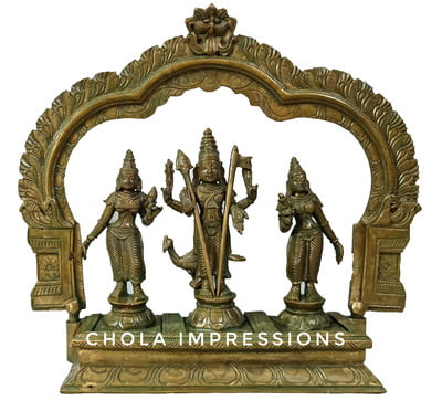 Murugar Valli Devasena Panchaloha Idol set in Antique Finish