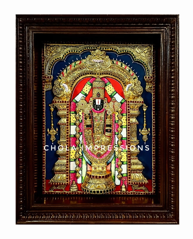 Super Embossed Statue-like Balaji Tanjore Painting -  with American Diamonds