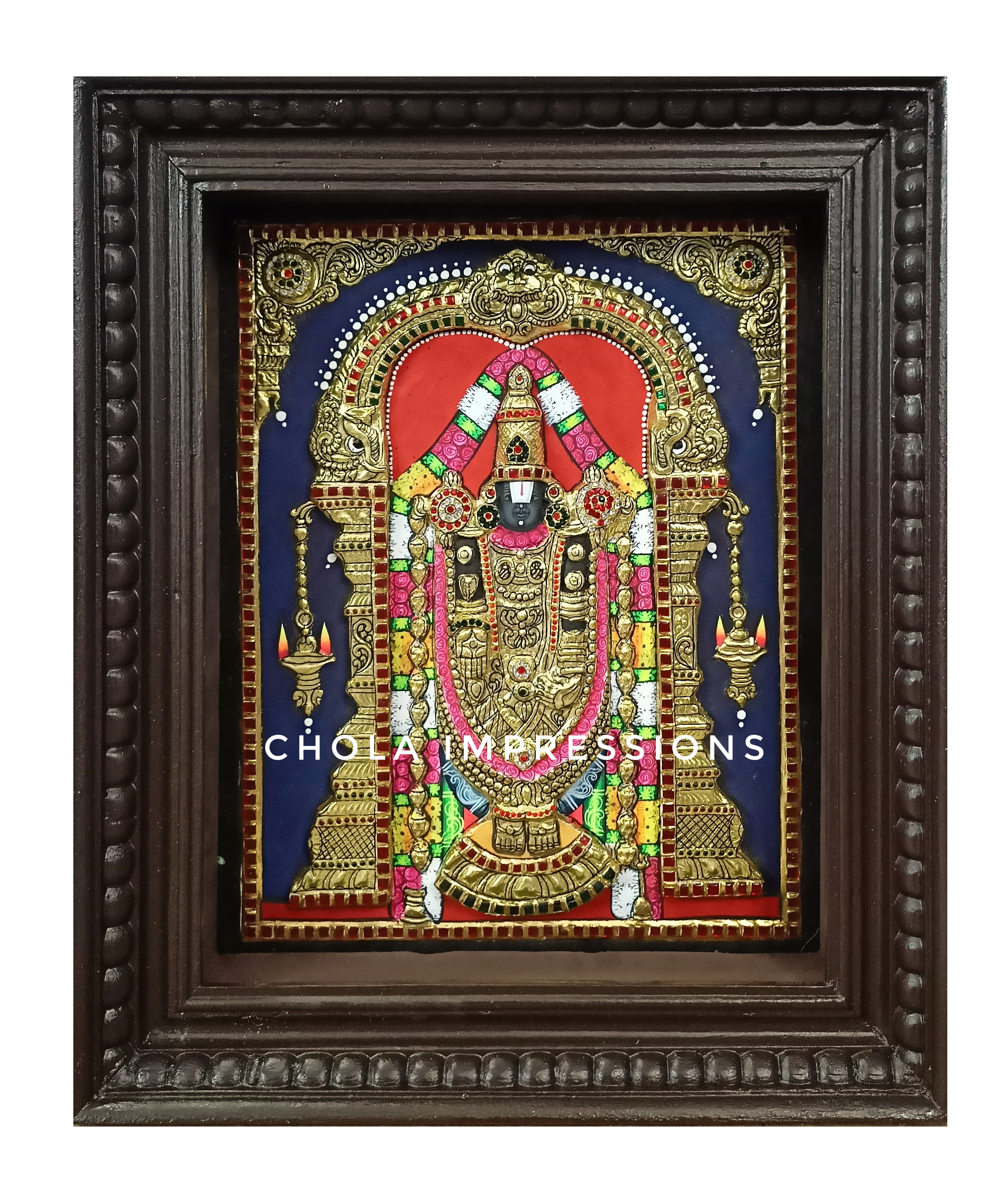 Super Embossed Statue-like Balaji Tanjore Painting - Medium Size Super Embossed Statue-like Balaji Tanjore Painting - Medium Size
