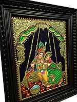 Radha Krishna on Swing Tanjore Painting