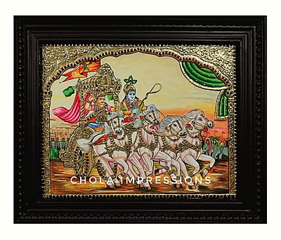 Bhagawat Gita Tanjore Painting - Gita Upadesam Partha Sarathi Krishna