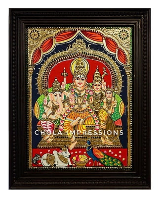 Shiva Family Tanjore Painting - Big Sizes