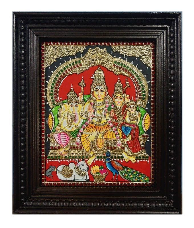Shiva Family Tanjore Painting - Rich Prabhavali Shiva Family Tanjore Painting - Rich Prabhavali