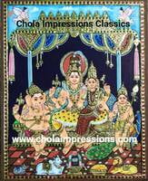 Shiva Family Tanjore Painting - 2 ft x 1.75 ft