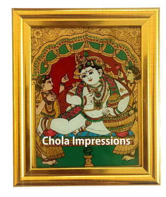 Butter Krishna Reverse Glass Painting Butter Krishna Reverse Glass Painting
