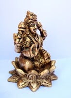 Laskshmi Devi on Lotus Brass Statue - 9 cm x  6 cm