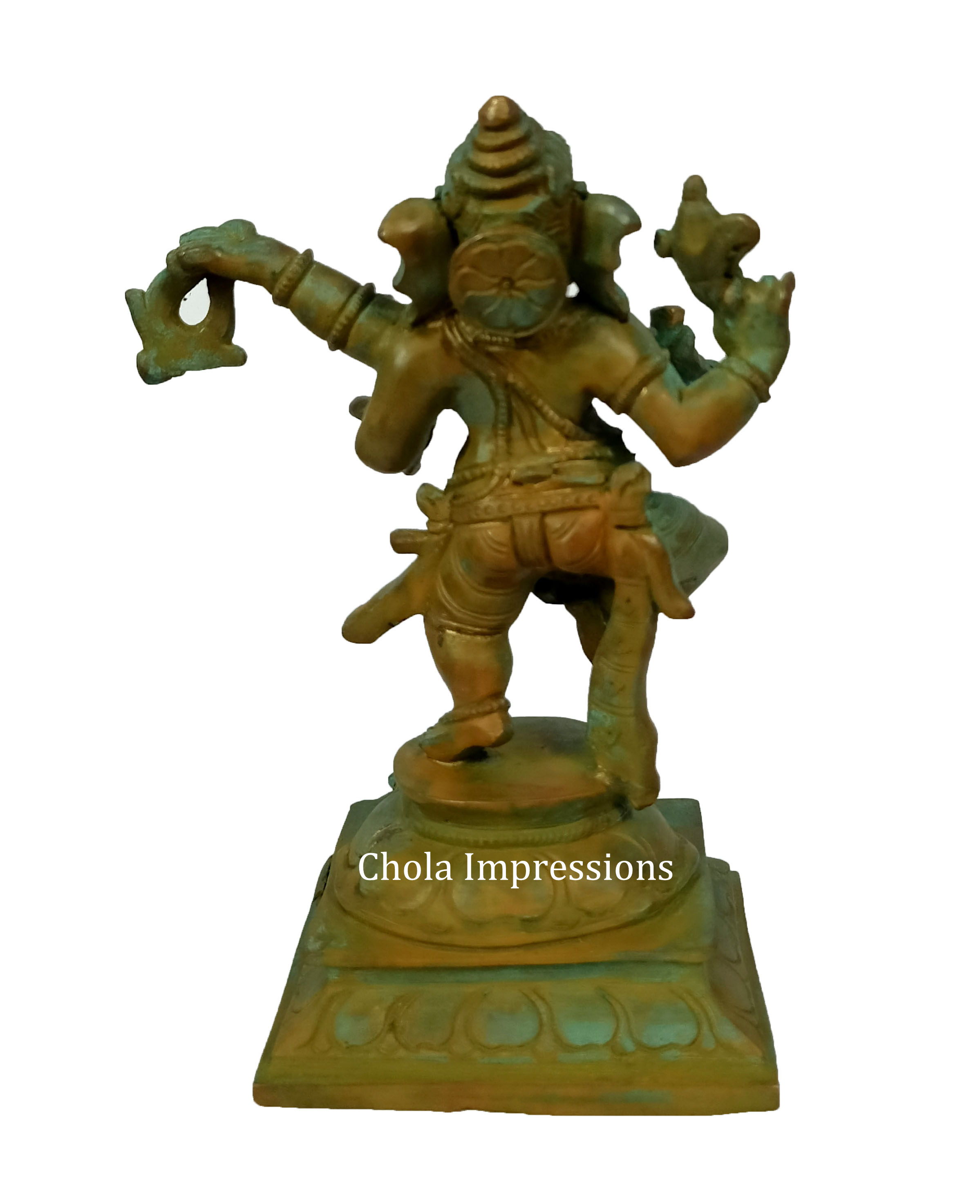 Dancing Ganesha Panchaloha Bronze Statue in Antique Finish - 6 inches