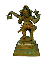 Dancing Ganesha Panchaloha Bronze Statue in Antique Finish - 6 inches