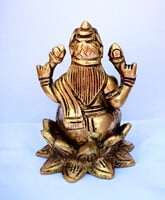 Laskshmi Devi on Lotus Brass Statue - 9 cm x  6 cm