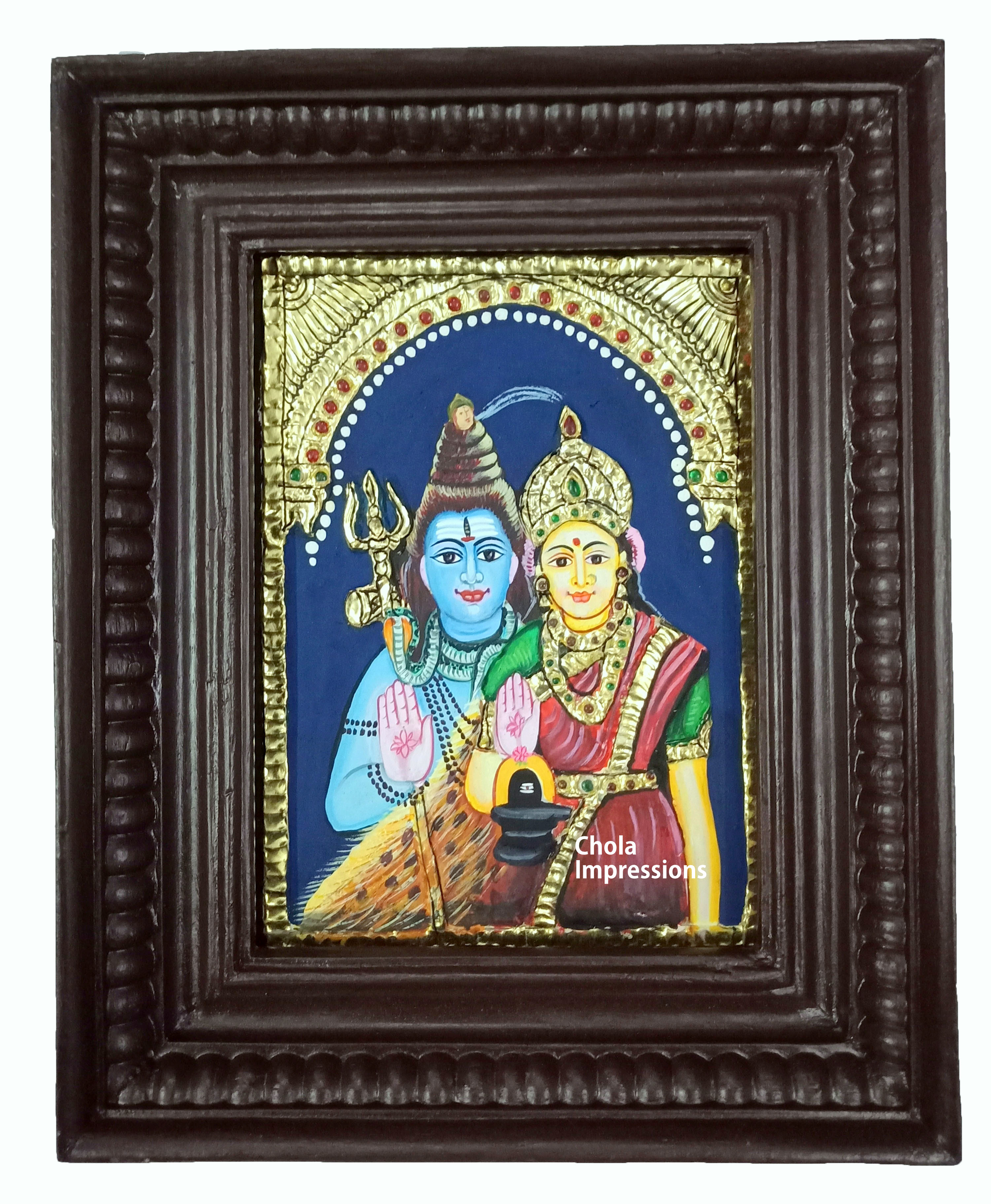 Shiva Family Tanjore Painting 15x12