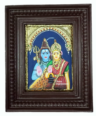 Shiva Family Tanjore Painting 15x12